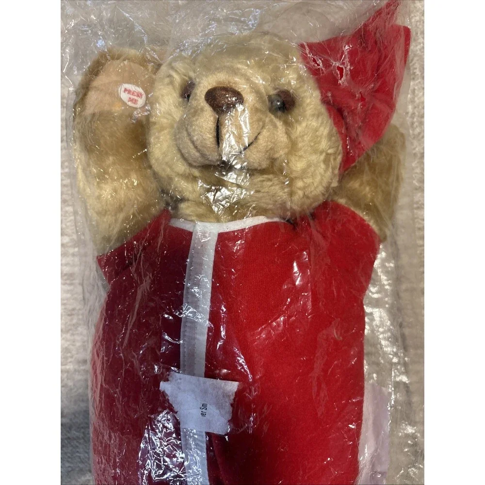 Vintage Christmas Bear Snoozy Sleeper Animated Plush Sealed New Old Stock 80s